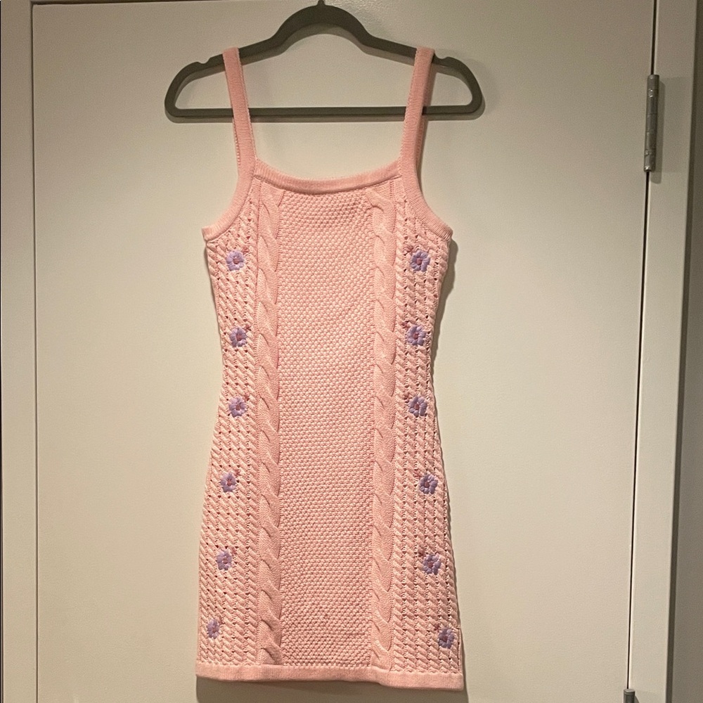 Sabo Skirt Pink Knit Dress with Purple Accents